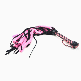 Grand fouet noir & rose peluche