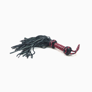 Fouet rouge & noir rayures cuir & nubuck