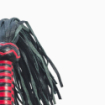 Fouet rouge & noir rayures cuir & nubuck
