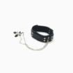 Collier laisse soumission Simili cuir rouge/ Noir pinces tétons