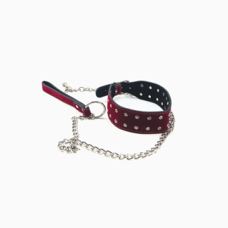 Collier laisse strass nubuck