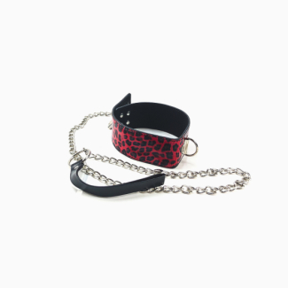 Collier laisse vinyle félin léopard