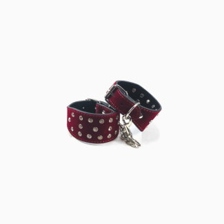 Menottes strass Nubuck rouge bordeaux