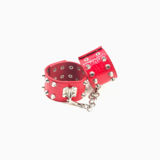 Menottes vinyle rouge à pression