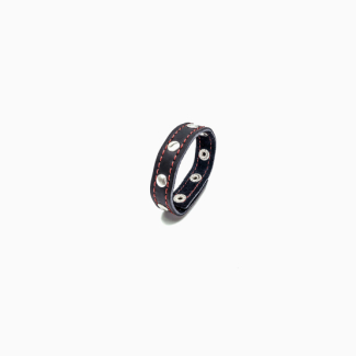 Cockring simili cuir noir à pression