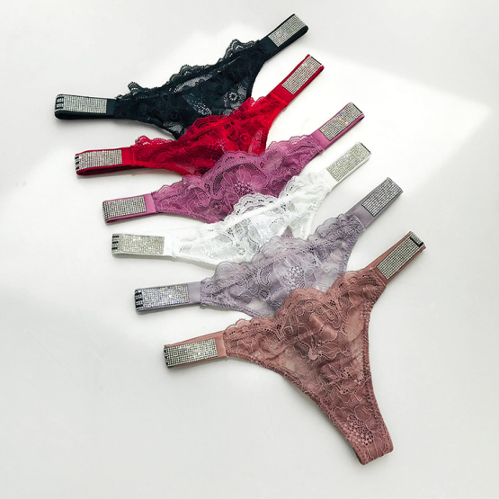 String dentelle et paillettes LOVE bande large