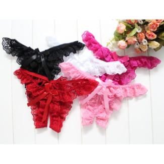 String ouvert dentelle Frou-Frou ruban