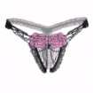 String ouvert dentelle fleur rose