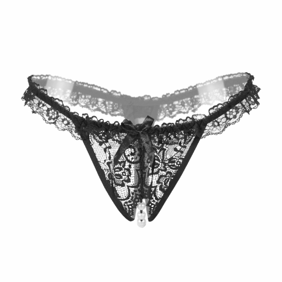 String ouvert dentelle Noir