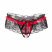 Porte-jarretelles dentelle avec perles & string ouvert