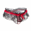 Porte-jarretelles dentelle avec perles & string ouvert