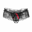 Porte-jarretelles dentelle avec perles & string ouvert
