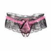 Porte-jarretelles dentelle avec perles & string ouvert