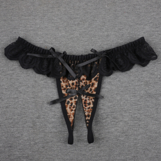 String ouvert dentelle broderie noeud bicolore