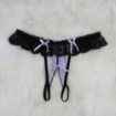 String ouvert dentelle broderie noeud bicolore