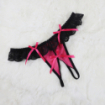 String ouvert dentelle broderie noeud bicolore