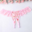 String ouvert dentelle broderie noeud bicolore