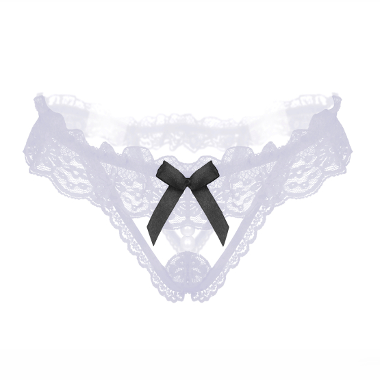String ouvert dentelle perle petit noeud