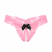 String ouvert dentelle perle petit noeud devant