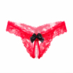 String ouvert dentelle perle petit noeud devant