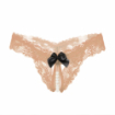 String ouvert dentelle perle petit noeud devant